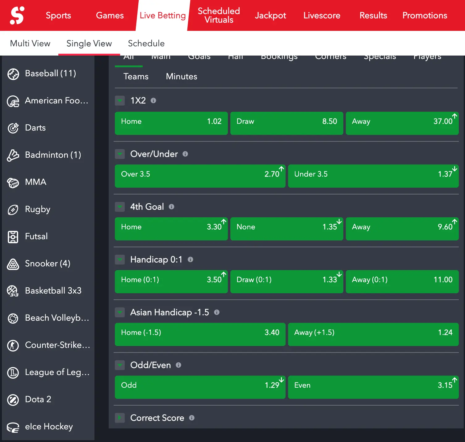SportyBet Tanzania betting options showcase
