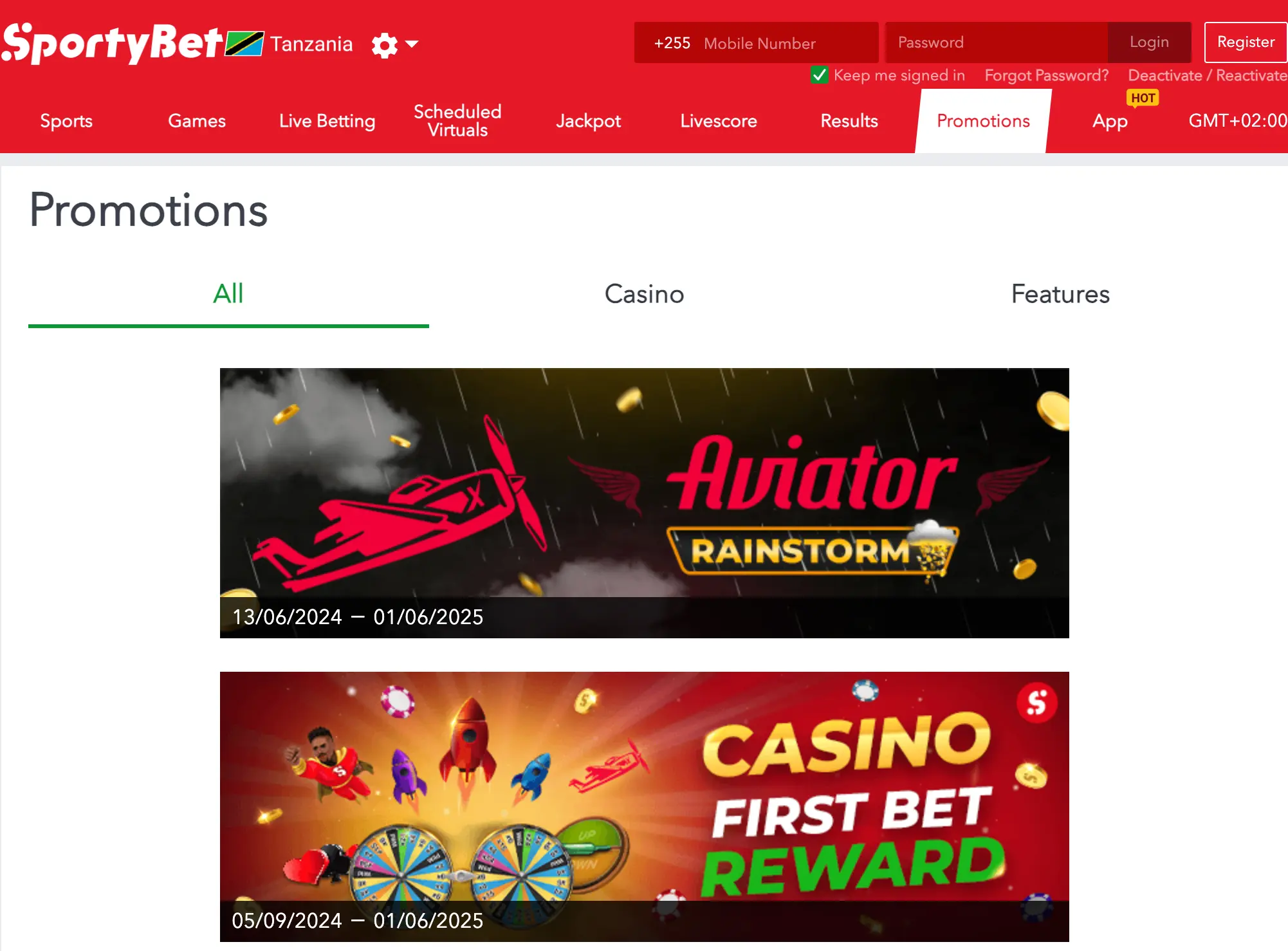 SportyBet Tanzania promotional offers